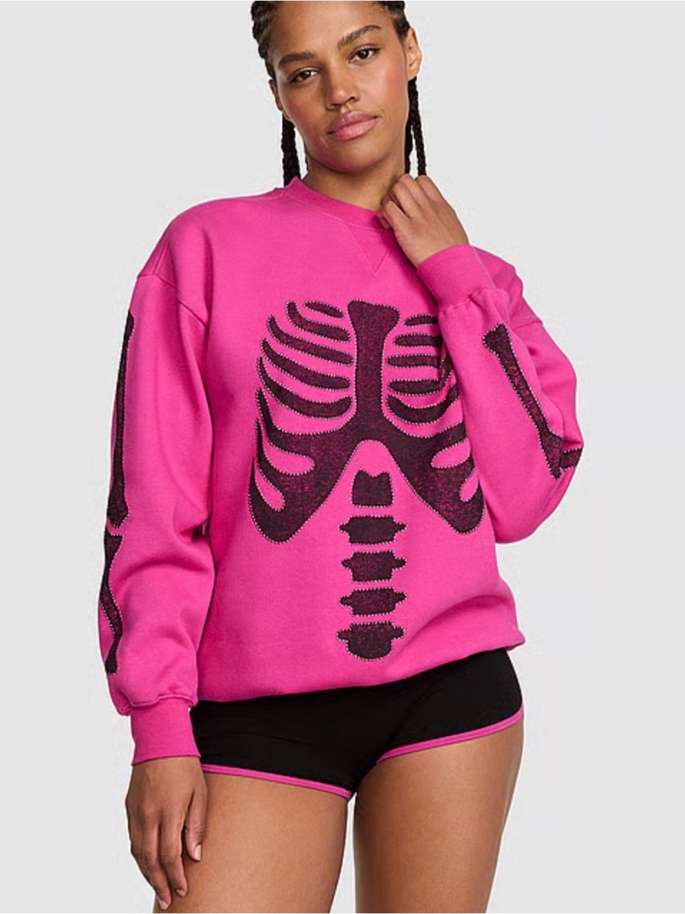 PINK Victoria's Secret /// Women’s Campus Fleece Crewneck - Pink Fire Halloween